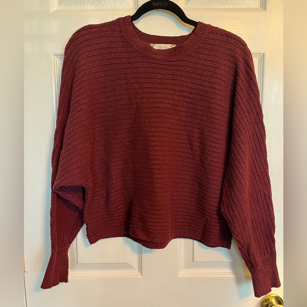 pink rose baggy sleeve sweater